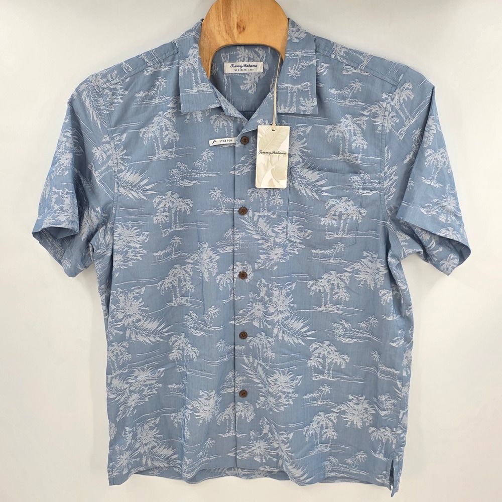 NEW Tommy Bahama Coastal Ease Mens XL Blue Palm Visions Stretch Shirt